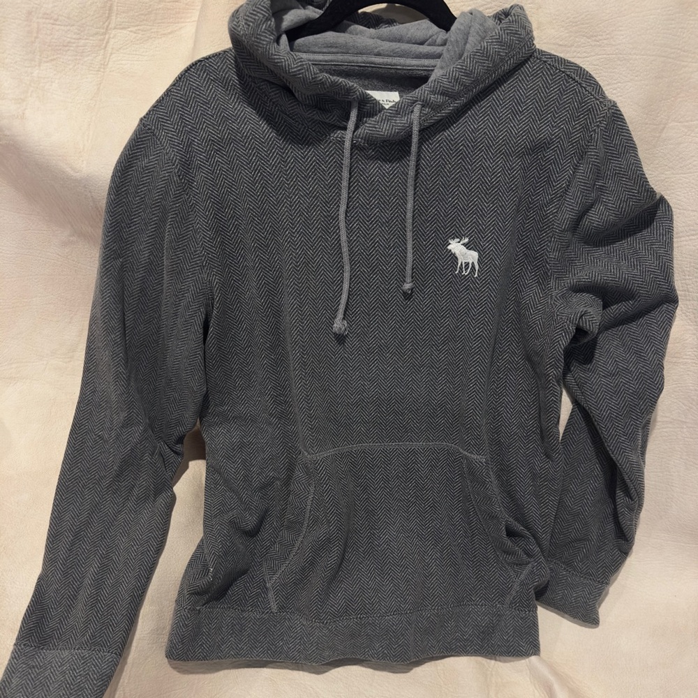Gray Hooded Sweatshirt with Logo
